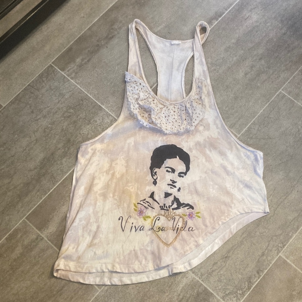 Hand Crafted Women's Tank Top - Cream with Graphic